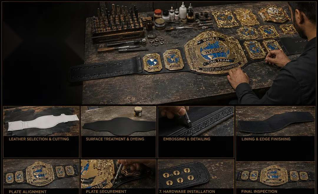 Leather strap crafting and final championship belt assembly